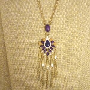 Elegant Purple and Gold Pendant Necklace